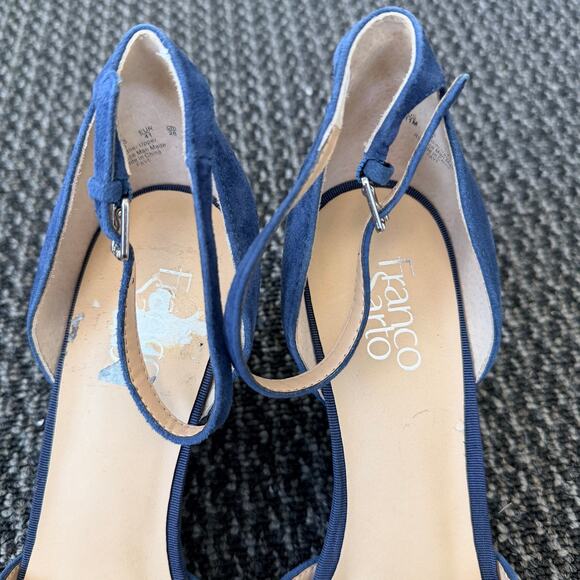 Franco Sarto Womens Faye Wedge Heels Pumps Blue Suede Pointed Toe Size 11 - Picture 5 of 8